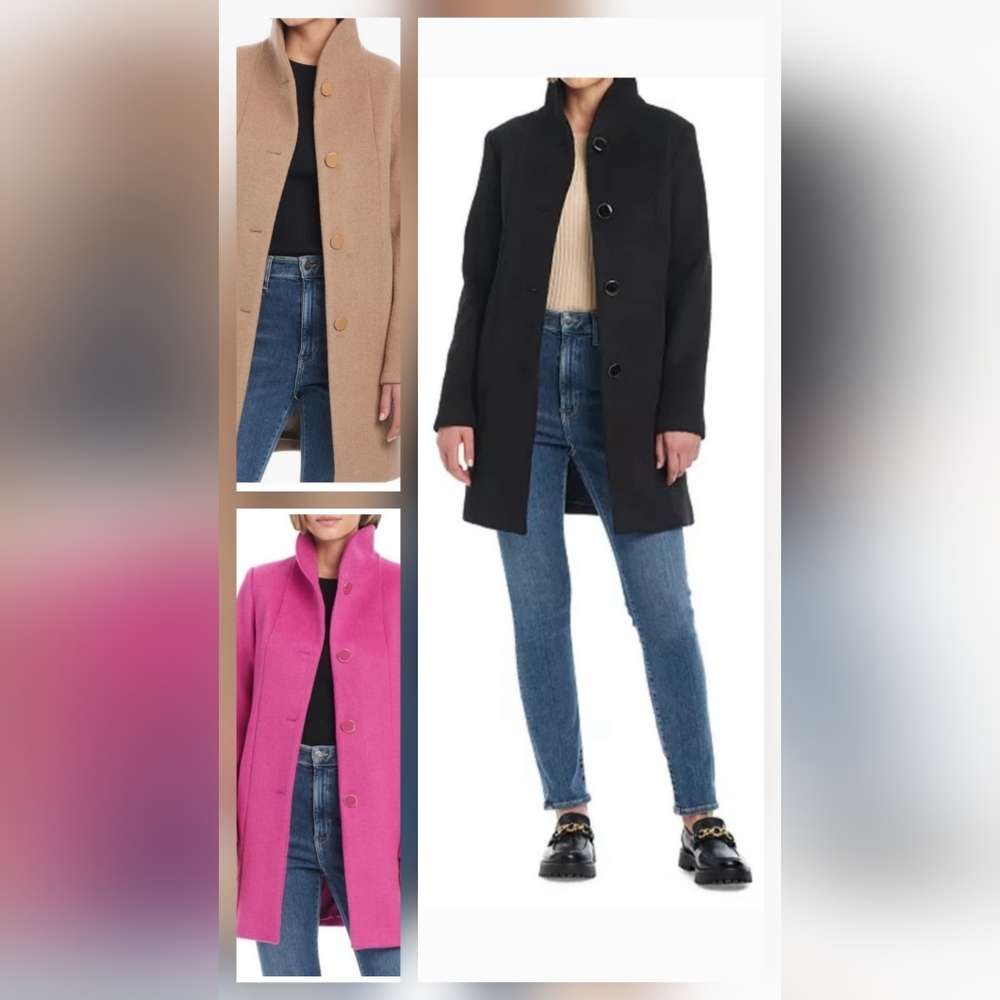 Women's Stand-Collar Wool Blend Coat, Created for Macy's Grey